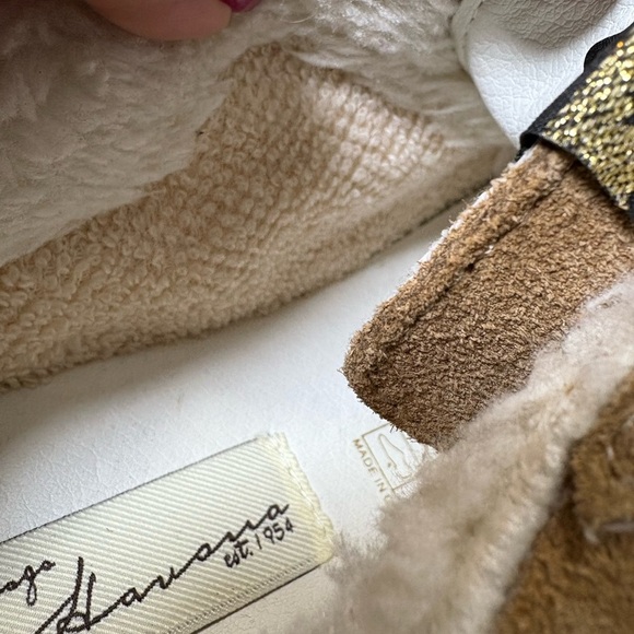 Vintage Havana Belen Chestnut Suede Sneakers w Faux Fur Trim and Gold Accents. 8 - Picture 15 of 15